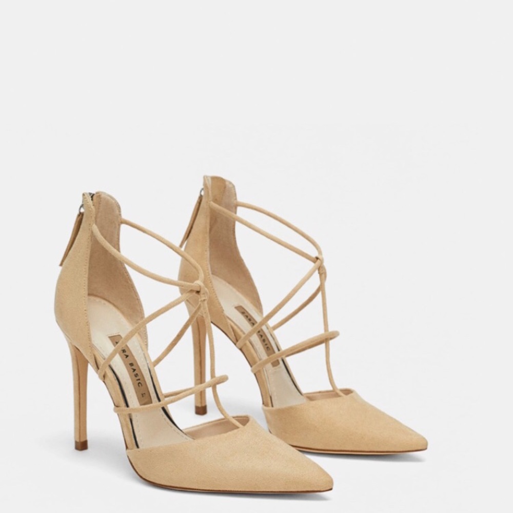 Zara nude strappy pumps
